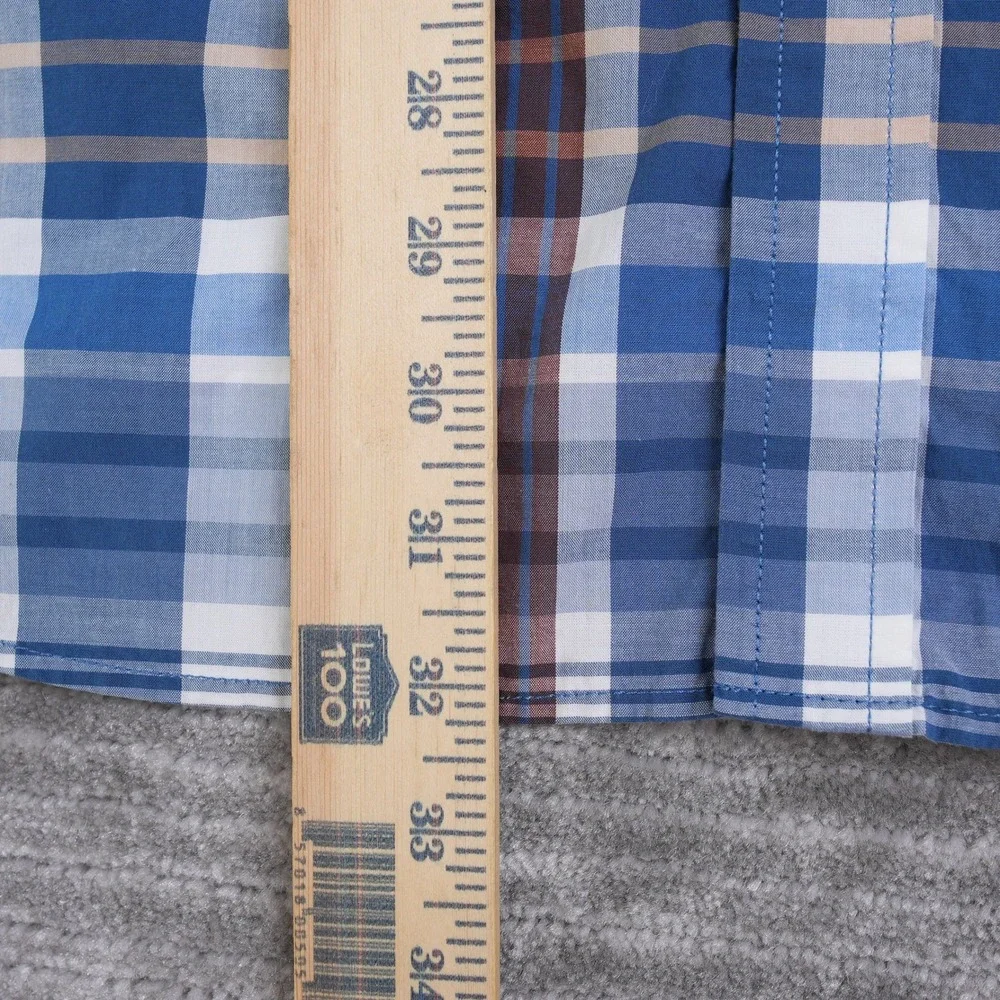Banana Republic Mens XL Blue Red Plaid Stretch‎ Soft Wash Standard Fit Shirt